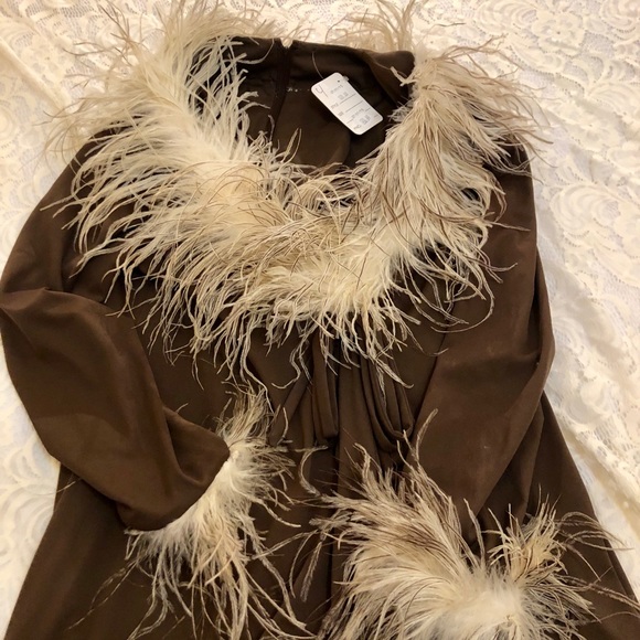 Exquisite 1960s Dress W/ Ostrich Feather - Picture 2 of 8